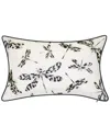 Edie Home Indoor/outdoor Embroidered Dragonflies Decorative Pillow In Black