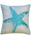 Edie Home Edie @ Home Indoor/outdoor Metallic Embroidered Starfish Decorative Pillow