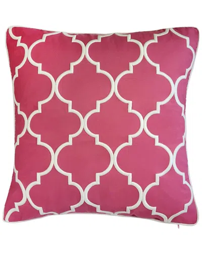 Edie Home Indoor/outdoor Oversized Embroidered Quatrefoil Decorative Pillow