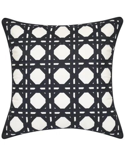 Edie Home Indoor/outdoor Rattan Geometric Decorative Pillow In Black