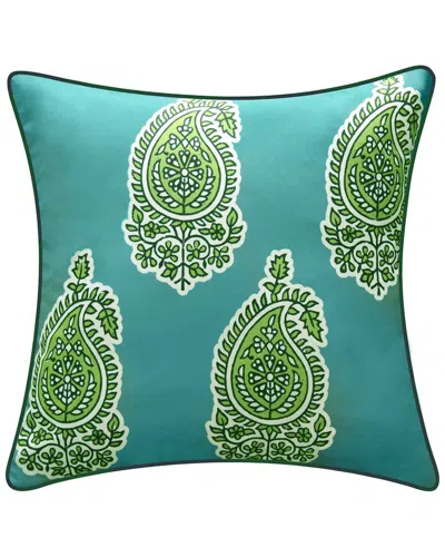 Edie Home Edie @ Home Indoor/outdoor Reversible Jaipur Print Decorative Pillow In Green