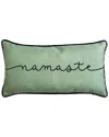 Edie Home 'namaste' Embroidered Typography Decorative Pillow In Green