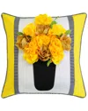 Edie Home Outdoor Striped Floral Roses Decorative Pillow In Multi