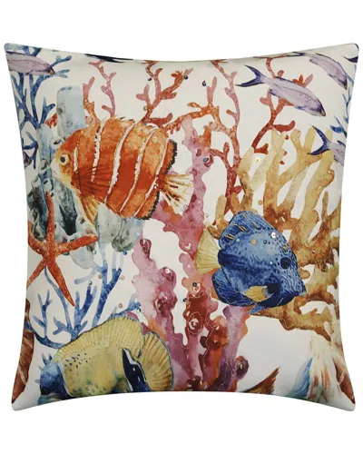 Edie Home Sealife Beaded & Embroidered Indoor/outdoor Pillow In Blue