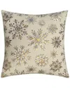 Edie Home Snowflakes Velvet Foil Print Holiday Decorative Pillow In Cream