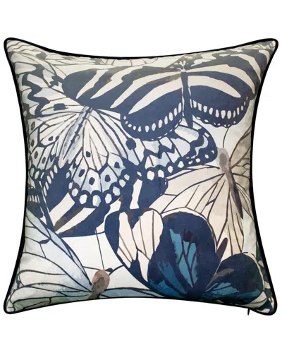Edie Home Velvet Bold Butterfly Decorative Pillow In Blue