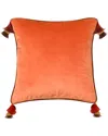 Edie Home Velvet Reversible Tassel Decorative Pillow In Multi