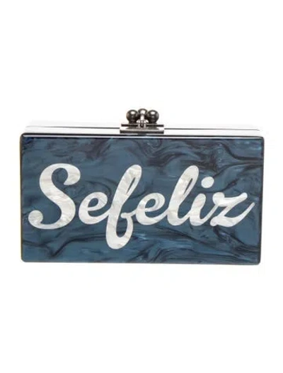 Pre-owned Edie Parker Acrylic Clutch In Blue