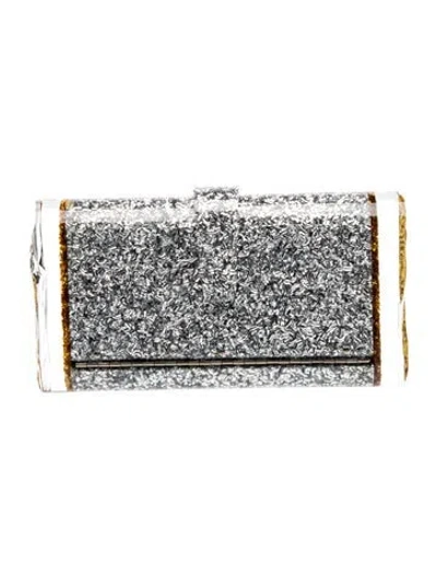 Pre-owned Edie Parker Acrylic Clutch In Clear/gold/metallic