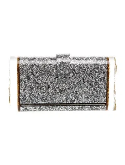 Pre-owned Edie Parker Acrylic Clutch In Clear/metallic/silver