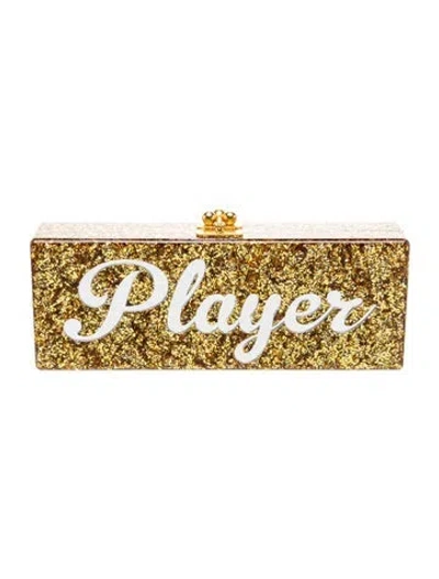 Pre-owned Edie Parker Acrylic Clutch In Gold