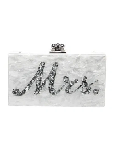 Pre-owned Edie Parker Acrylic Clutch In Metallic/white