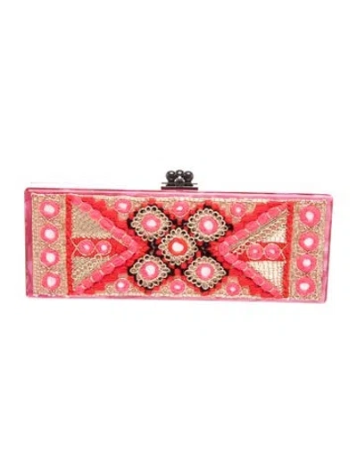 Pre-owned Edie Parker Acrylic Clutch In Red