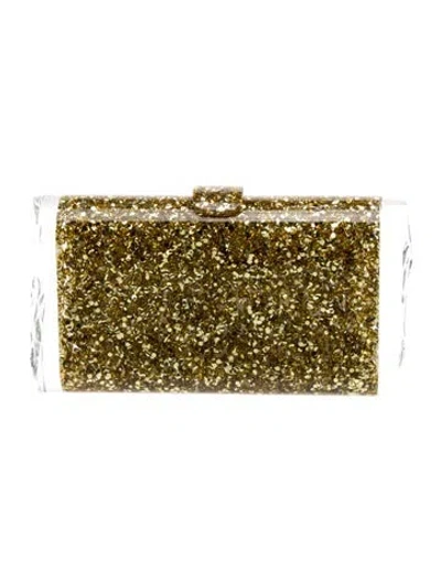 Pre-owned Edie Parker Acrylic Minaudière In Clear/gold