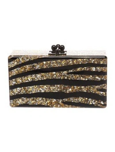 Pre-owned Edie Parker Acrylic Minaudière In Gold/metallic