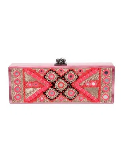 Pre-owned Edie Parker Acrylic Minaudière In Pink