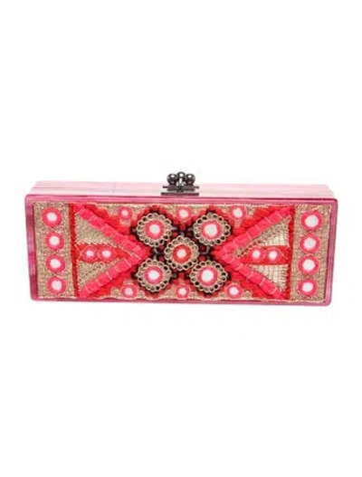 Pre-owned Edie Parker Acrylic Minaudière In Pink