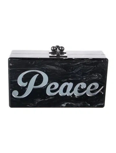 Pre-owned Edie Parker Acrylic Printed Clutch In Black