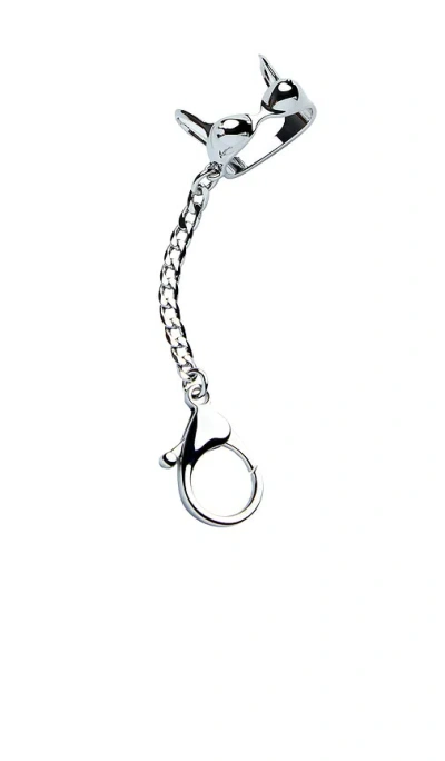 Edie Parker Bra Top Lighter Cover Keychain In Silver