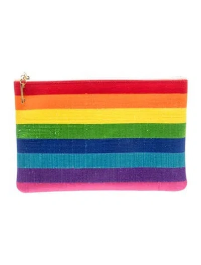 Pre-owned Edie Parker Canvas Clutch In Blue
