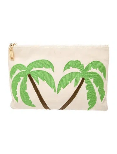 Pre-owned Edie Parker Canvas Clutch In Neutral