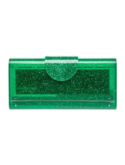 Pre-owned Edie Parker Crystal Clutch In Green