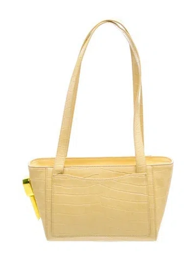 Pre-owned Edie Parker Embossed Leather Shoulder Bag In Yellow