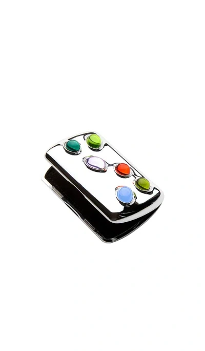 Edie Parker Gemstoned Card Case In Silver