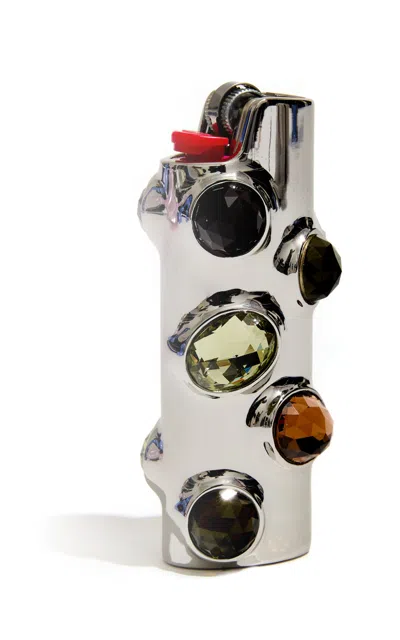 Edie Parker - Gemstoned Lighter Case - Metallic In Silver