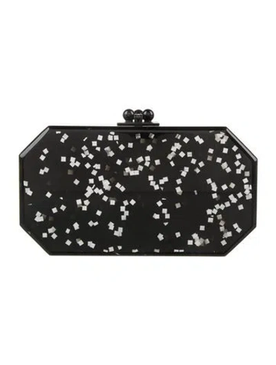 Pre-owned Edie Parker Glitter Cosmetic Case In Black