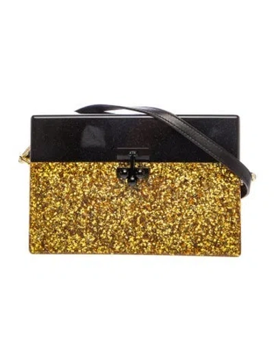 Pre-owned Edie Parker Glitter Minaudière In Brown