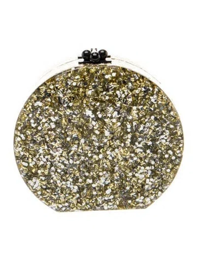 Pre-owned Edie Parker Glitter Minaudière In Gold