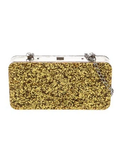 Pre-owned Edie Parker Glitter Minaudière In Green