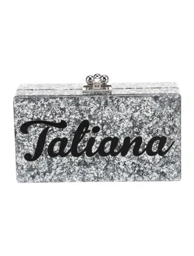 Pre-owned Edie Parker Glitter Minaudière In Silver
