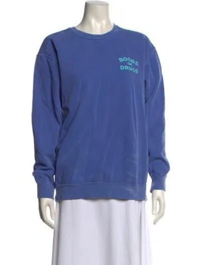 Pre-owned Edie Parker Graphic Print Crew Neck Sweater In Blue