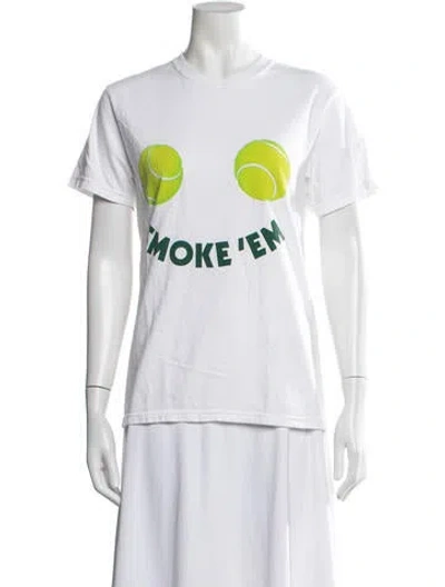 Pre-owned Edie Parker Graphic Print Crew Neck T-shirt In White