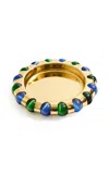 Edie Parker Lagoon Marbles Glass-embellished Brass Dish In Gold