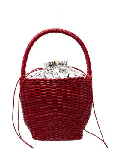 Pre-owned Edie Parker Leather Bucket Bag In Red