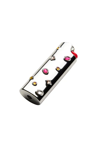 Edie Parker Little Gems Lighter Case In Pink Silver