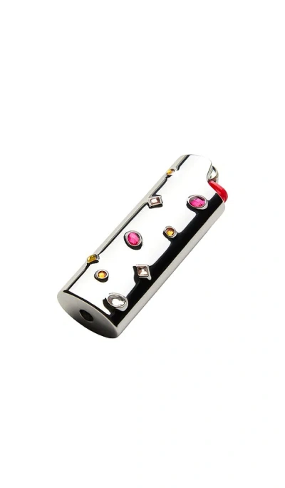 Edie Parker Little Gems Lighter Cases In Silver