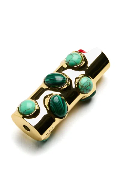 Edie Parker Malachite-stoned Lighter Case In Multi