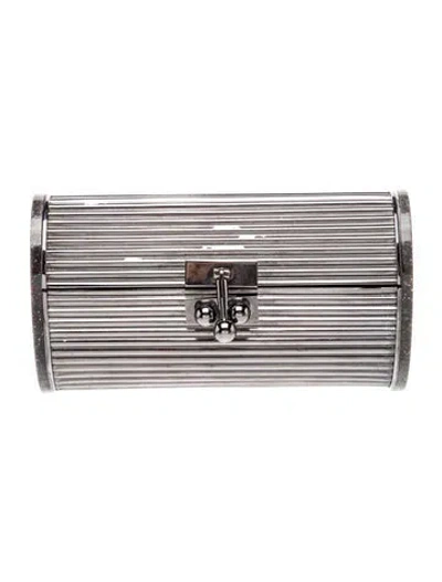 Pre-owned Edie Parker Metal Minaudière In Silver