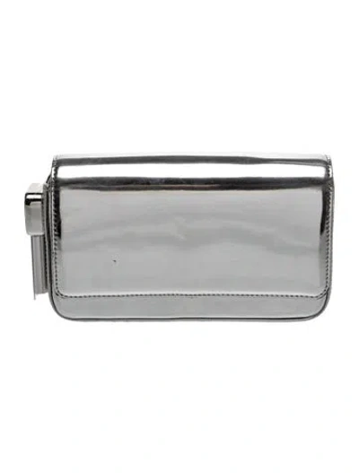 Pre-owned Edie Parker Patent Leather Clutch In Silver