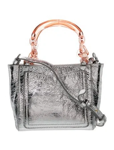 Pre-owned Edie Parker Patent Leather Shoulder Bag In Silver