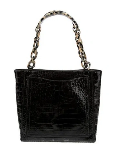 Pre-owned Edie Parker Patent Leather Top Handle Bag In Black