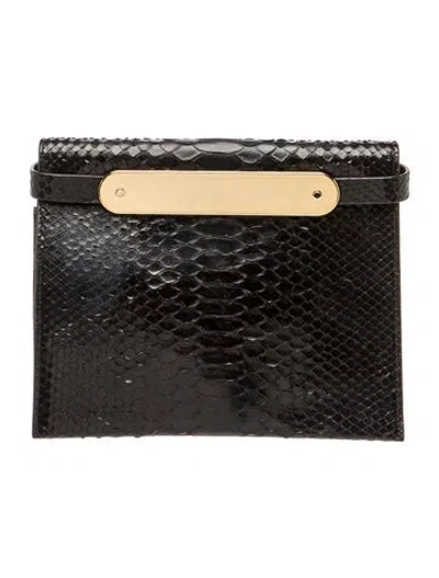 Pre-owned Edie Parker Python Clutch In Black
