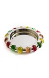 Edie Parker Rainbow Marbles Glass-embellished Brass Dish In Multi