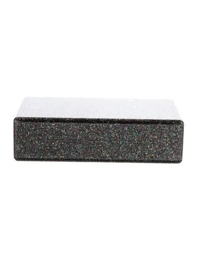Pre-owned Edie Parker Resin Compact Mirror Cosmetic Bag In Metallic/silver