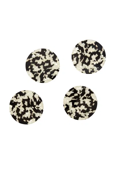 Edie Parker Round Coaster Set In Black