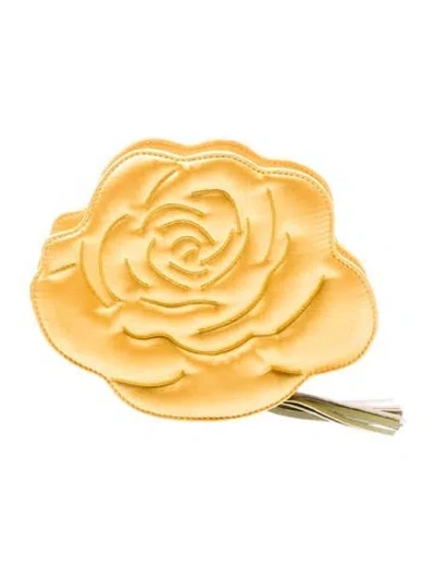 Pre-owned Edie Parker Satin Clutch In Yellow